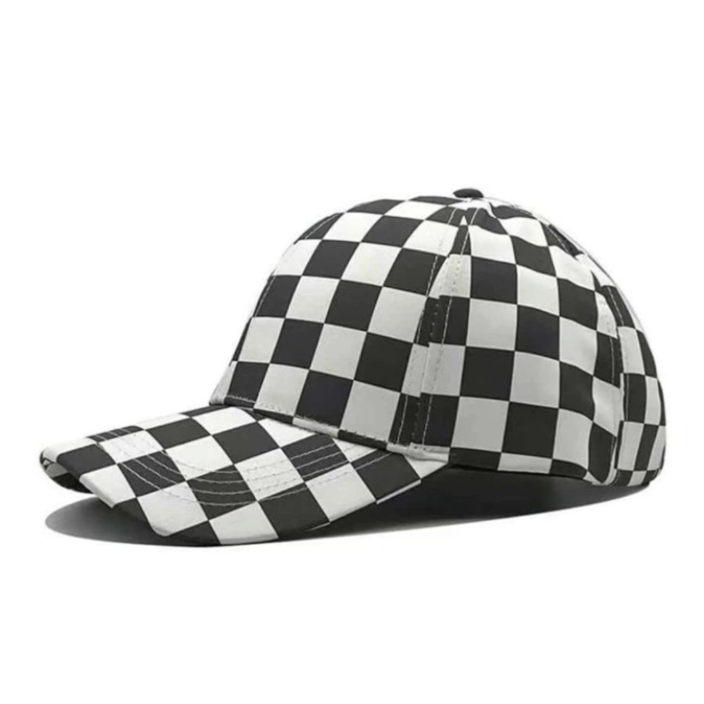 Checkered Black and White Women's Hat